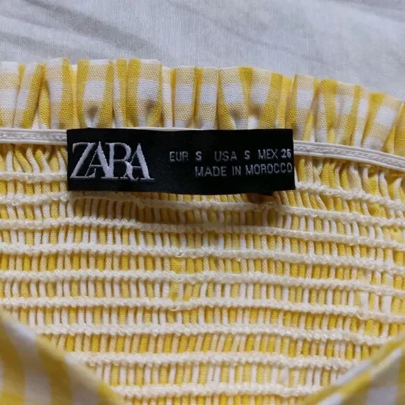 Zara Cropped Yellow White Gingham Tank Top Western Daisy Duke Boho Womens Small - Picture 11 of 12